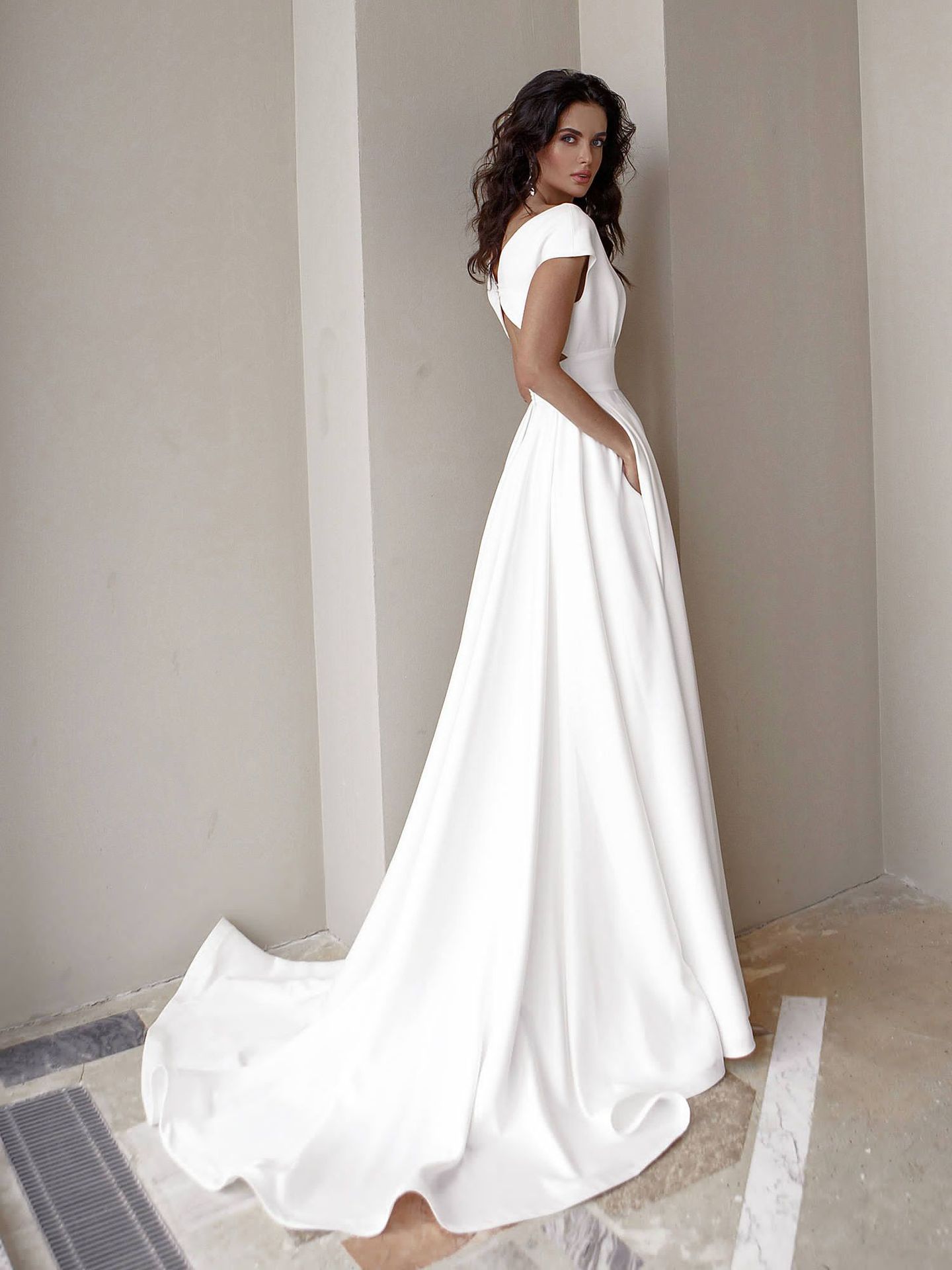 Women's V-Neck Solid Color Floor Long Dress
