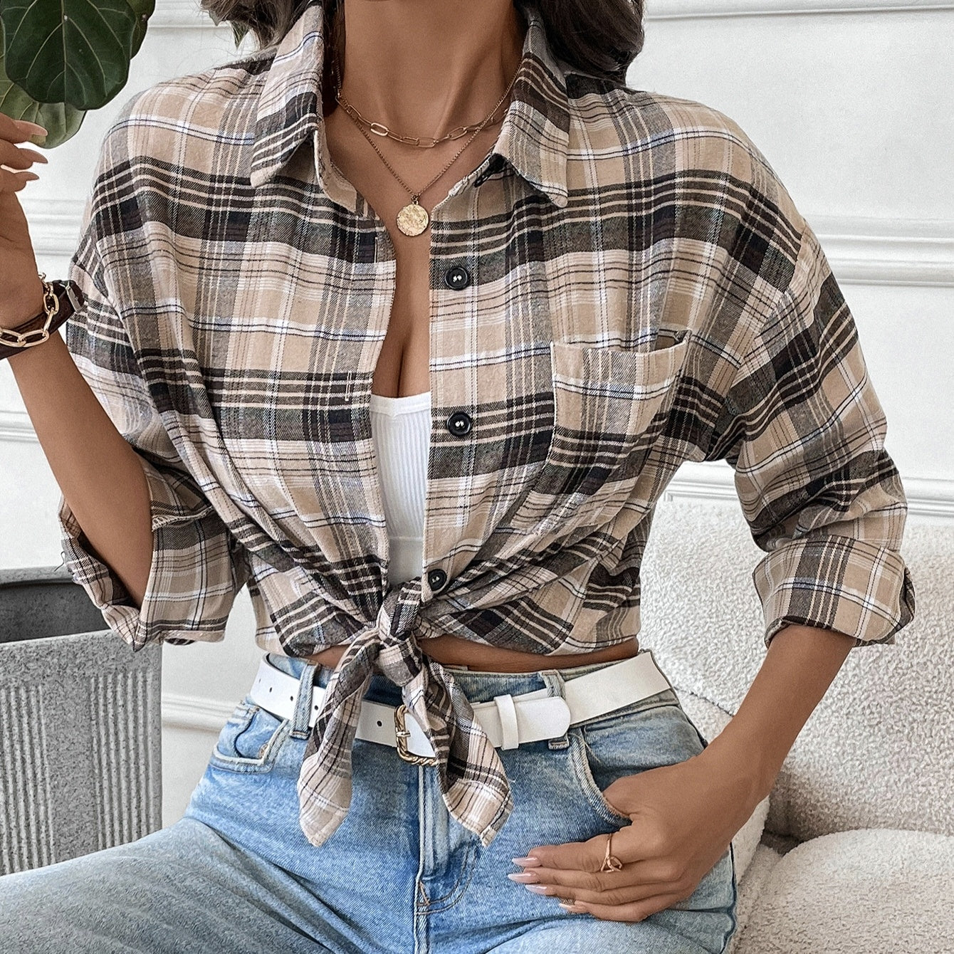 Chemise à Carreaux Nouée Callie